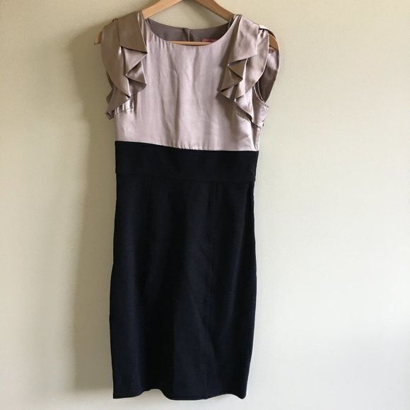 Eliza j‎ silk dress color block ruffle cap sleeve - Picture 1 of 8